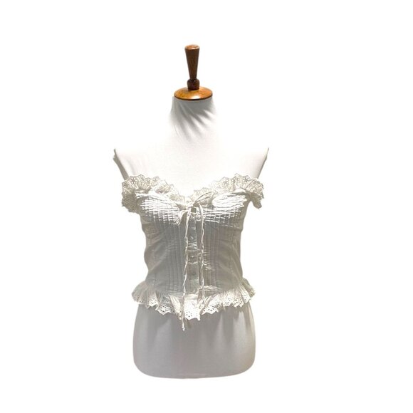 Reclaimed Vintage Strapless Top White Size 6 - Picture 9 of 15